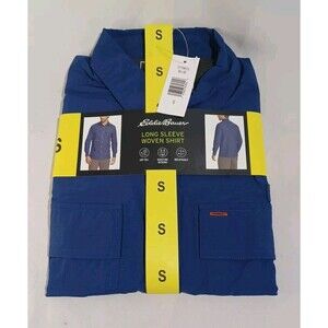 Eddie Bauer Men's Long Sleeve Woven UPF 50 Shirt, Blue, Size Small